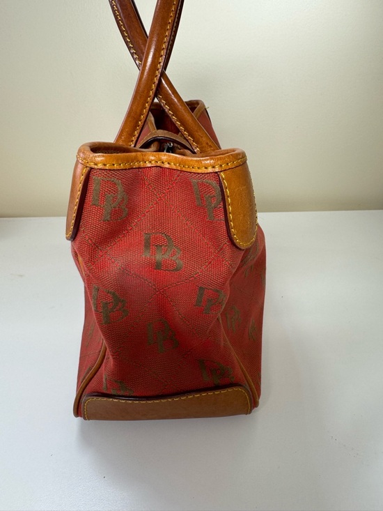 Dooney & Bourke Red Satchel with Brown Leather Trim - Picture 4 of 11